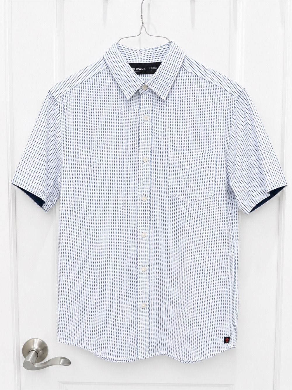 Men's Airwalk Short Sleeve White & Blue Micro-Print Button-Up Shirt